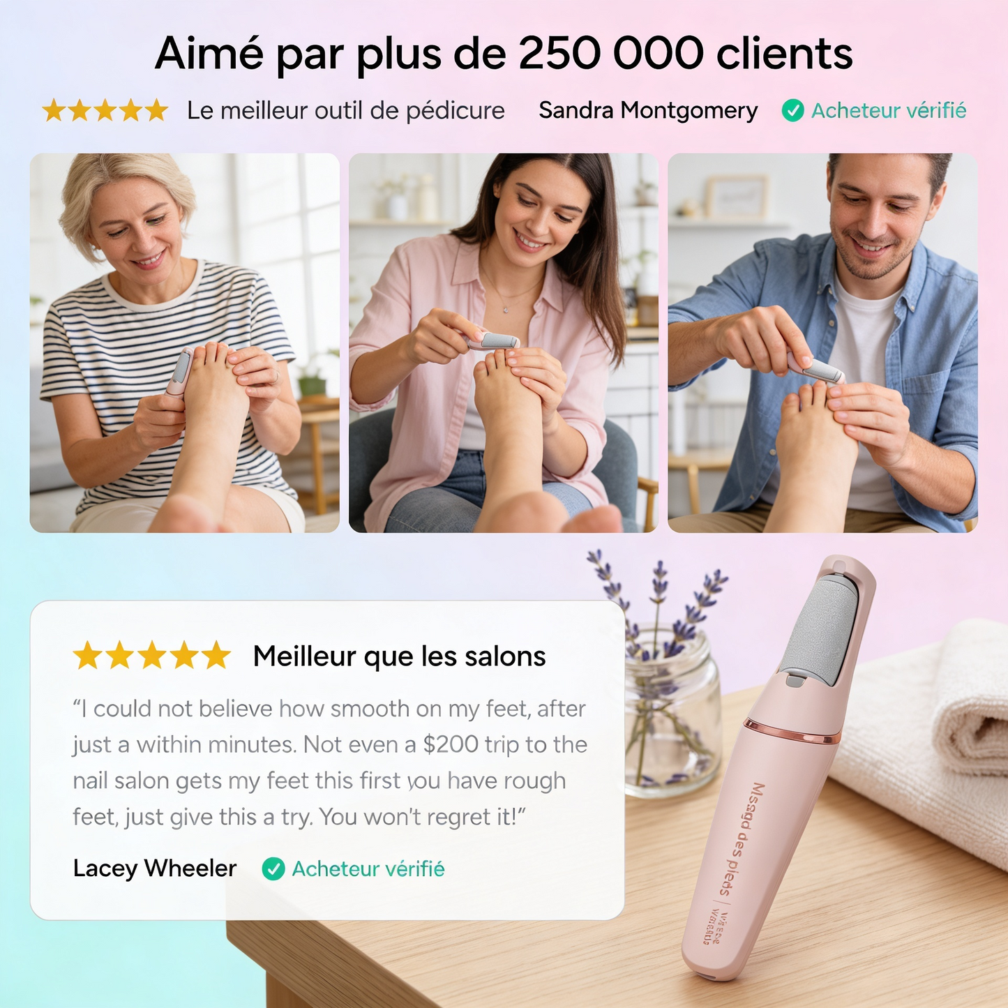 Soie -Pieds doux. Cinq minutes. Zéro effort